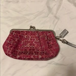 Pink and Silver Coach Wristlet/Clutch